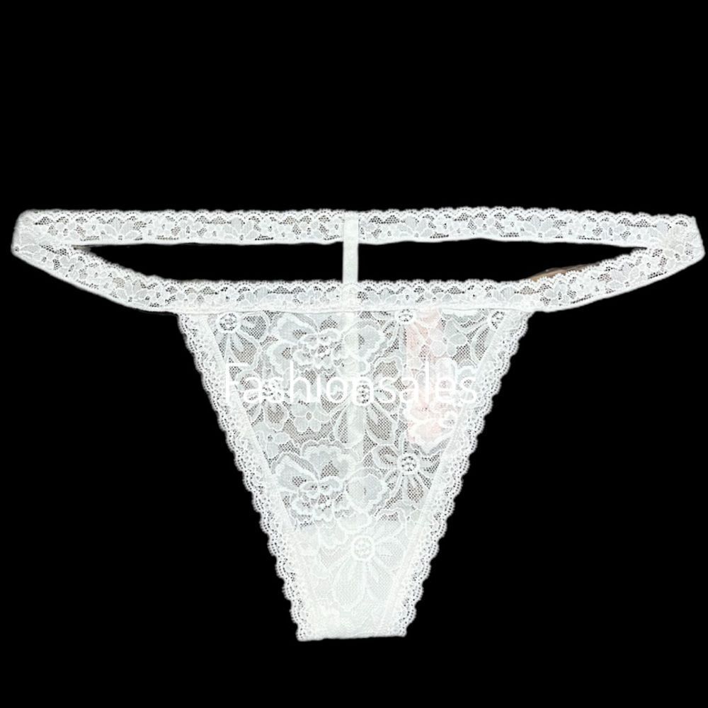 Victorias Secret Floral Lace V string panty White Xlarge